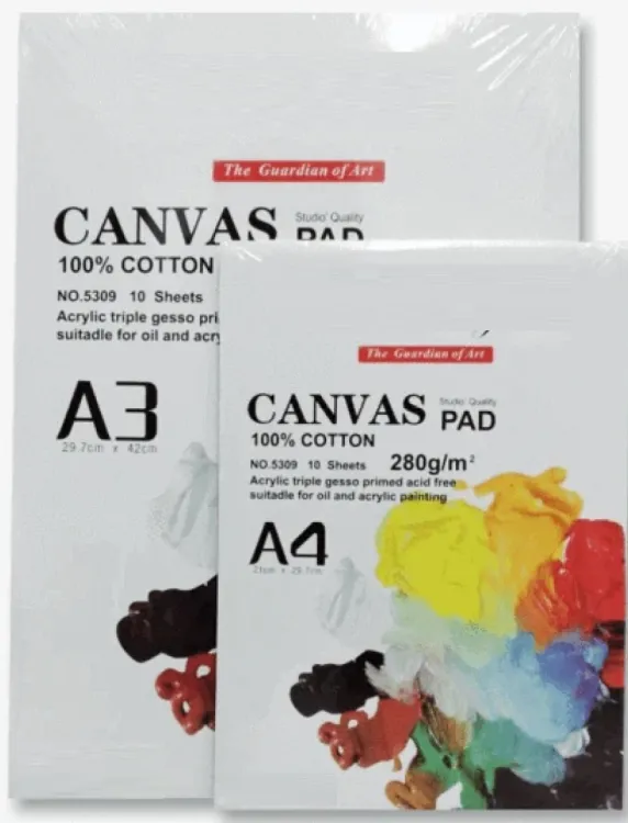 1 Pack - Canvas Pad 10 Sheets A4 / A3 Size 100% Cotton 280gsm